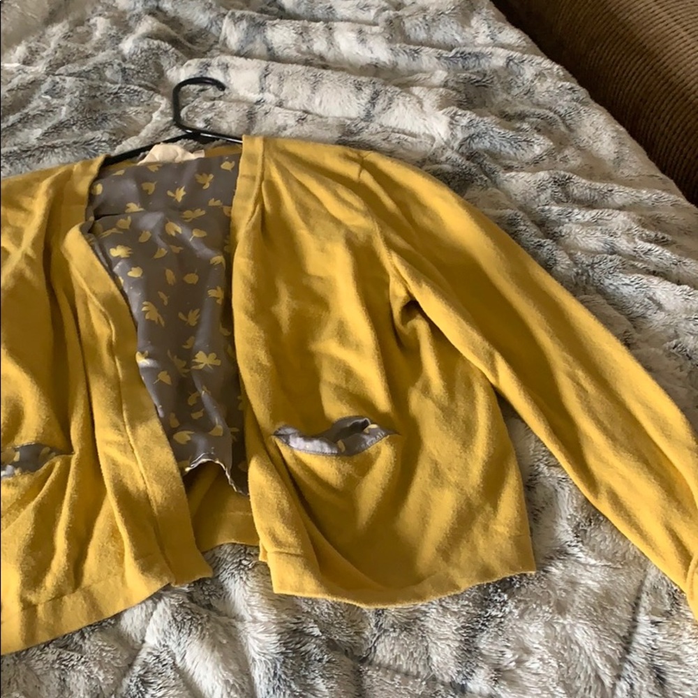 Yellow Cardigan with Satin inside
